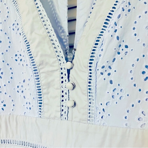 Banana Republic Light Blue Eyelet Long Sleeve Dress - Picture 7 of 13